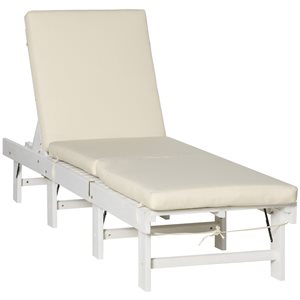 Chaise longue inclinable en bois par Outsunny, blanche