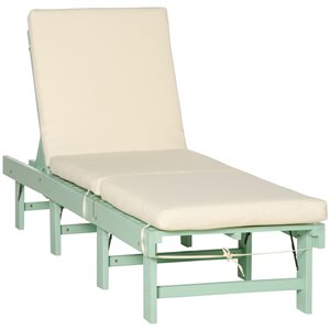 Chaise longue inclinable pliable de jardin en bois vert part Outsunny