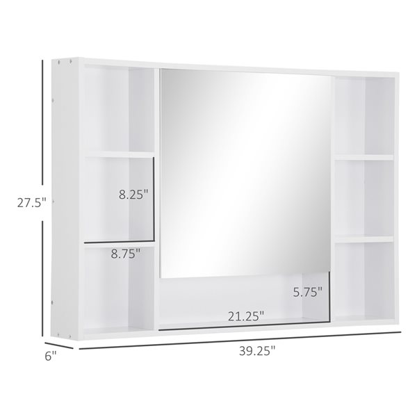 kleankin Wall Mounted Bathroom Cabinet with Shelves - White 834-419