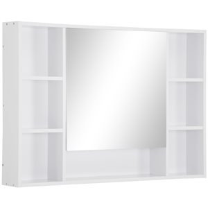 kleankin Wall Mounted Bathroom Cabinet with Shelves - White