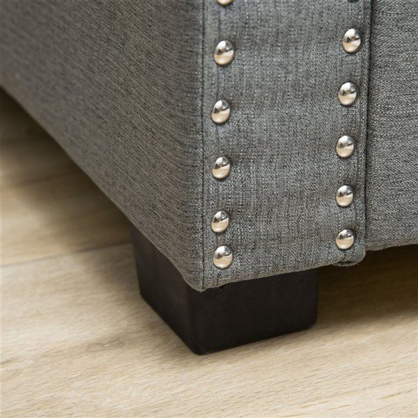 HOMCOM Modern Light Grey Cotton Rectangle Integrated Storage Ottoman