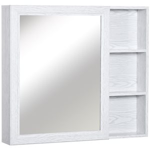 kleankin Wall Mounted 3-Tier Mirrored Door Bathroom Cabinet - White