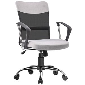 Vinsetto Ergonomic Home Office Chair with Armrest Linen Fabric and Mesh Backrest