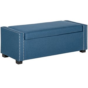 Pouf rectangulaire avec rangement en coton bleu par HOMCOM
