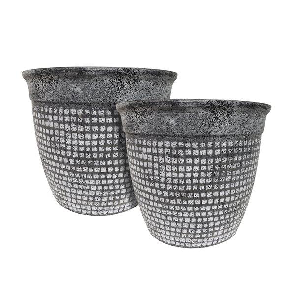 Algreen Products 16-in x 14-in Grey Composite Mosaic Planter - 2-Pack
