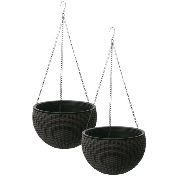 Algreen Products 10in x 7in Brown Mocha Plastic Hanging Basket