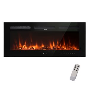 Clihome 36-in W 5120 BTU Black Fan-Forced Wall Mount Electric Fireplace with Remote Control