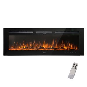 Clihome 60-in W 5120 BTU Black Fan-Forced Wall Mount Electric Fireplace with Remote Control