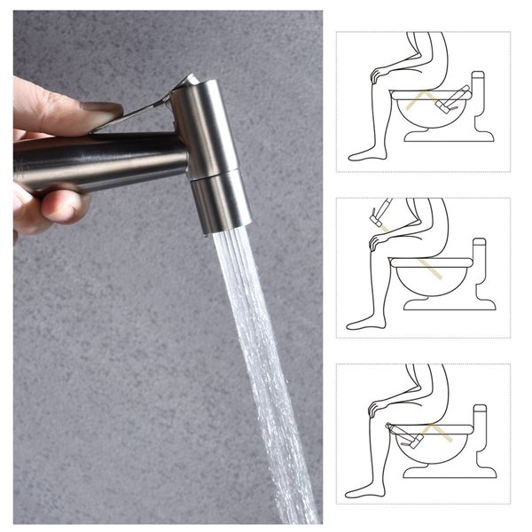 Clihome Silver Toilet Mounted Handheld Bidet Sprayer