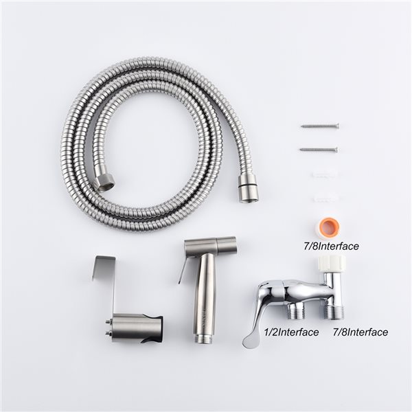 Clihome Silver Toilet Mounted Handheld Bidet Sprayer