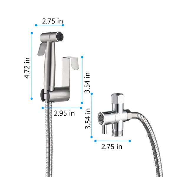 Clihome Silver Toilet Mounted Handheld Bidet Sprayer