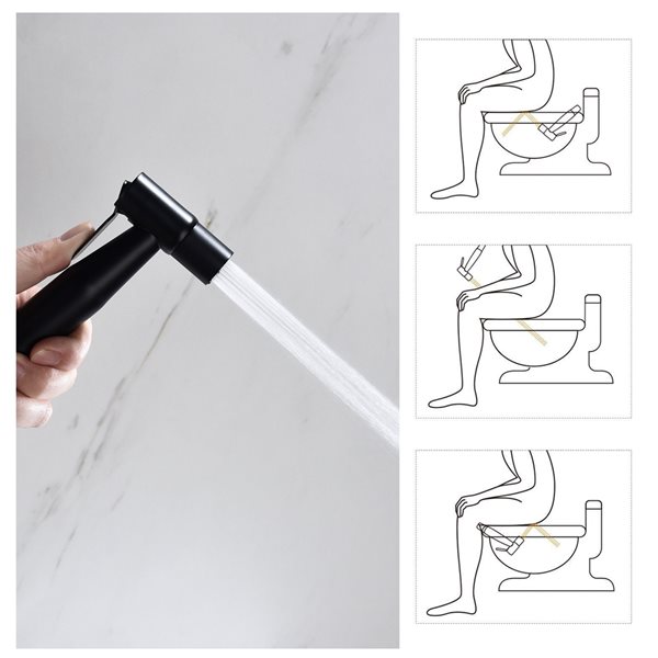 Clihome Matte Black Toilet Mounted Handheld Bidet Sprayer