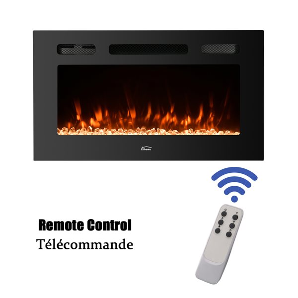 Clihome 72-in W 5120 BTU Black Fan-Forced Wall Mount Electric Fireplace with Remote Control