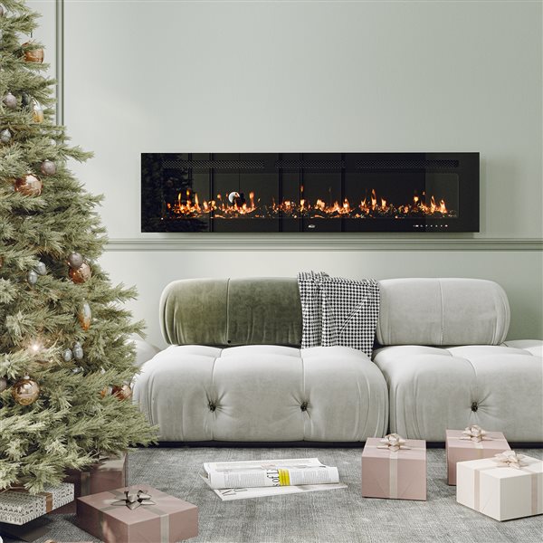Clihome 72-in W 5120 BTU Black Fan-Forced Wall Mount Electric Fireplace with Remote Control