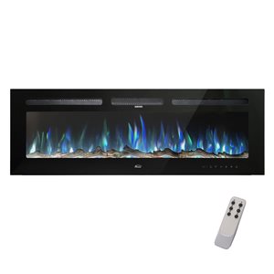 Clihome 72-in W 5120 BTU Black Fan-Forced Wall Mount Electric Fireplace with Remote Control