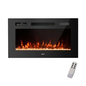 Clihome 30-in W 5120 BTU Black Fan-Forced Wall Mount Electric Fireplace with Remote Control