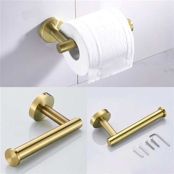 Clihome 3-Piece Brushed Gold Decorative Bathroom Hardware Set