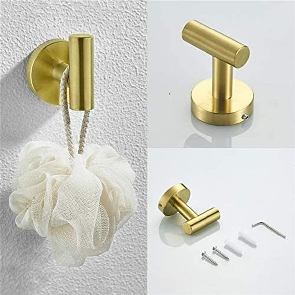 Clihome 3-Piece Brushed Gold Decorative Bathroom Hardware Set