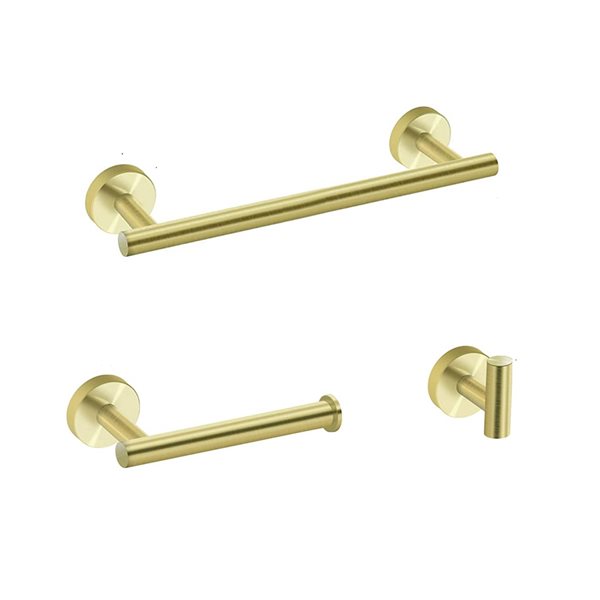 Clihome 3-Piece Brushed Gold Decorative Bathroom Hardware Set