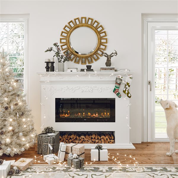 Clihome 42-in W 5120 BTU Black Fan-Forced Wall Mount Electric Fireplace  with Remote Control CBL-42BK | RONA