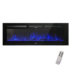 Clihome 50-in W 5120 BTU Black Fan-Forced Wall Mount Electric Fireplace with Remote Control