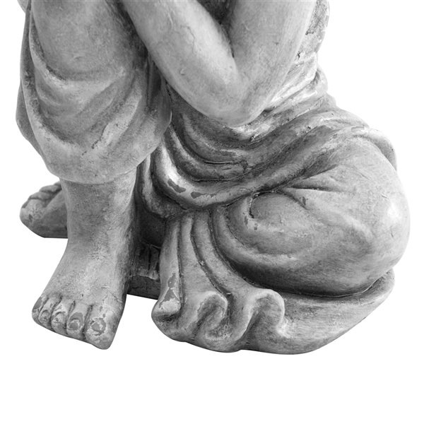 Sunjoy Skyler 16.14-in H x 11.02-in W Light Grey Buddha Garden Statue
