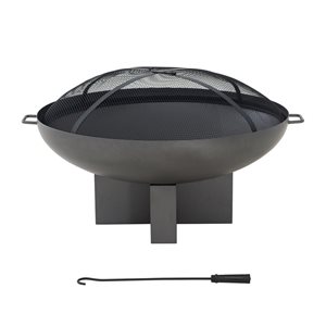 AmberCove Monticello 40-in Grey Steel Wood-Burning Fire Pit