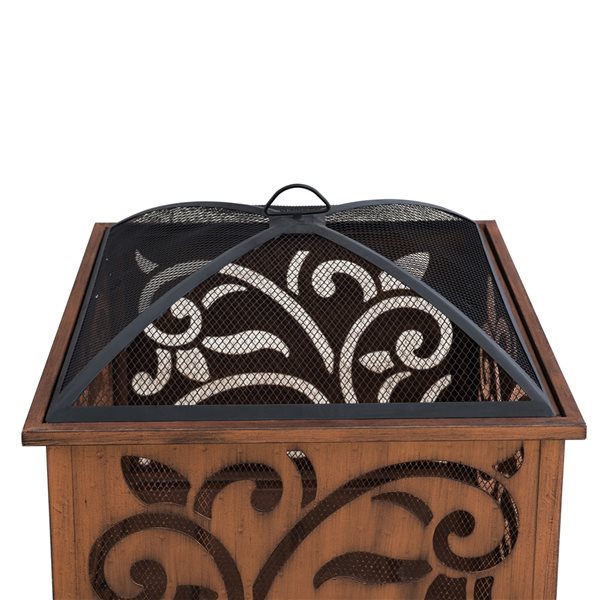 Sunjoy Kenny 26.18-in W Brown Steel Wood-Burning Fire Pit