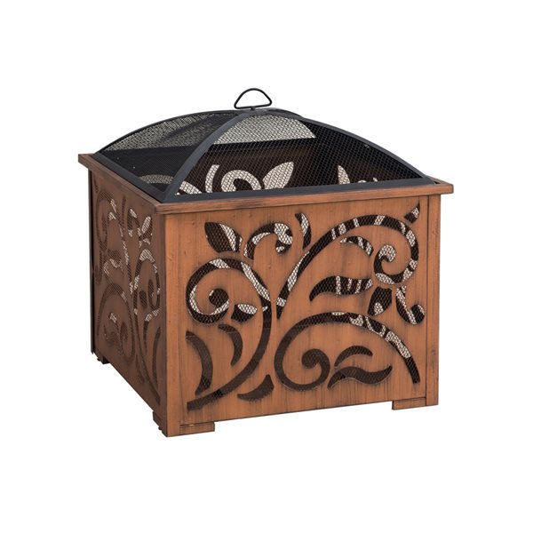 Sunjoy Kenny 26.18-in W Brown Steel Wood-Burning Fire Pit