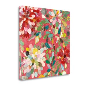 Tangletown Fine Art “Red And Pink Dahlia II” Frameless 20-in H x 20-in W Abstract Canvas Print