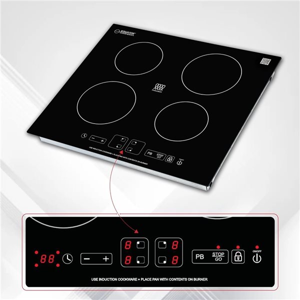 Equator Advanced Appliances BIC 244 24-in 4 Elements Black Induction Cooktop Downdraft Exhaust