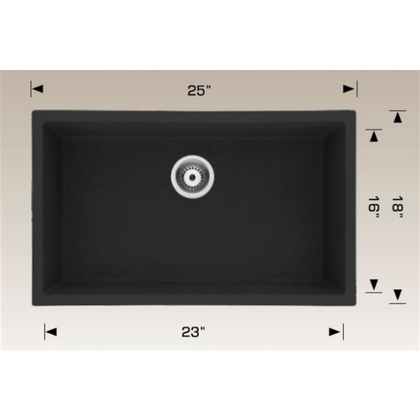 American Imaginations Undermount 18-in x 25-in Coffee Composite Granite Single Bowl Kitchen Sink