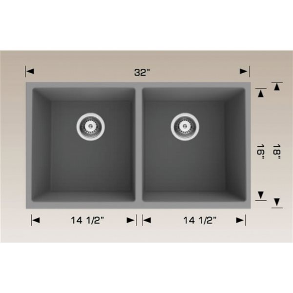 American Imaginations Undermount 18-in x 32-in Coffee Composite Granite Double Bowl Kitchen Sink