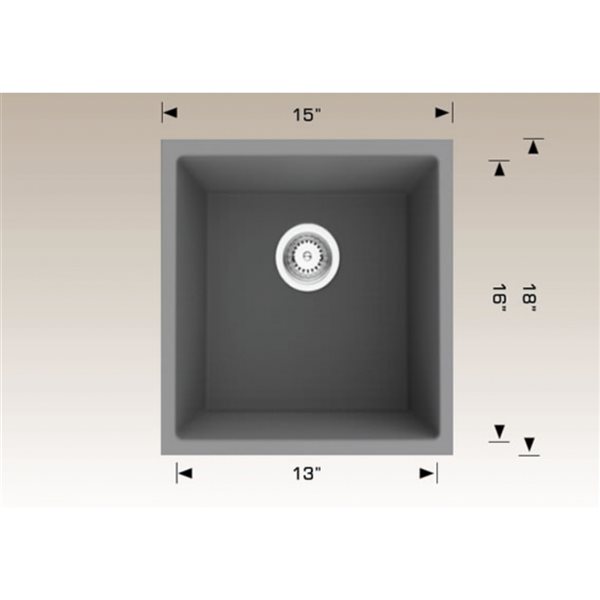 American Imaginations Undermount 18-in x 15-in Coffee Composite Granite Single Bowl Kitchen Sink