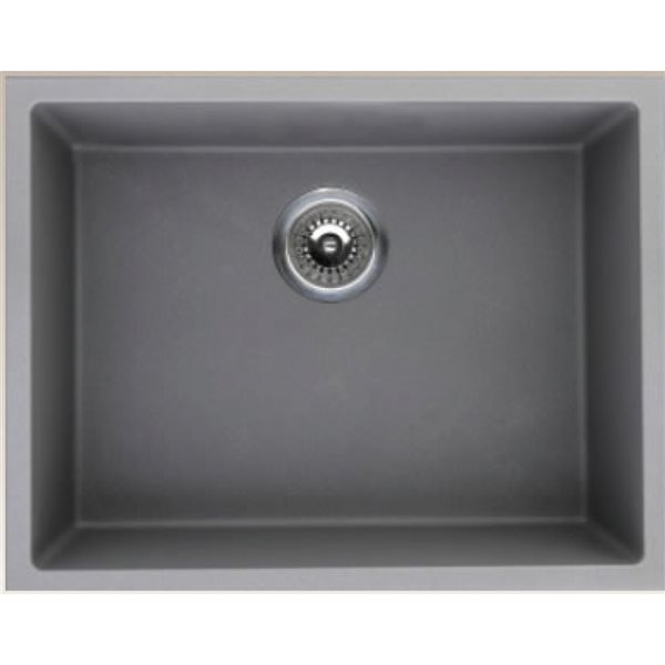 American Imaginations Undermount 18-in x 23-in Grey Composite Granite Single Bowl Kitchen Sink