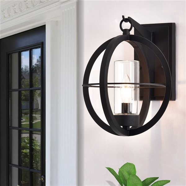 C Cattleya 11.5-in H Matte Black Hardwired Candelabra Base (E-12) Outdoor Wall Light