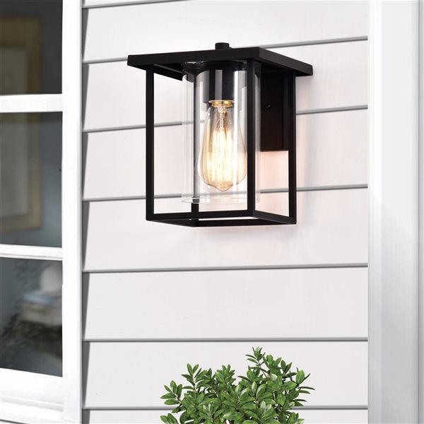 C Cattleya 9.25-in H Matte Black Hardwired Medium Base (E-26) Outdoor Wall Light