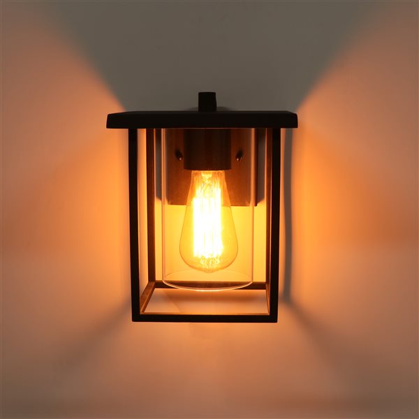 C Cattleya 9.25-in H Matte Black Hardwired Medium Base (E-26) Outdoor Wall Light