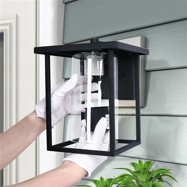 C Cattleya 9.25-in H Matte Black Hardwired Medium Base (E-26) Outdoor Wall Light