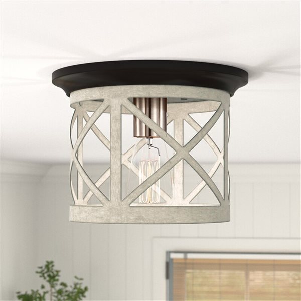 C Cattleya 9.75-in Oil-Rubbed Bronze Farmhouse Incandescent Flush Mount Light