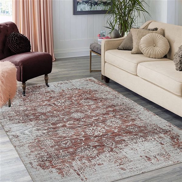 Rug Branch Transitional Vintage  Red Beige Indoor Area Rug - 5x7