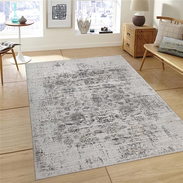 Rug Branch Transitional Vintage  Grey Beige Indoor Area Rug - 5x7