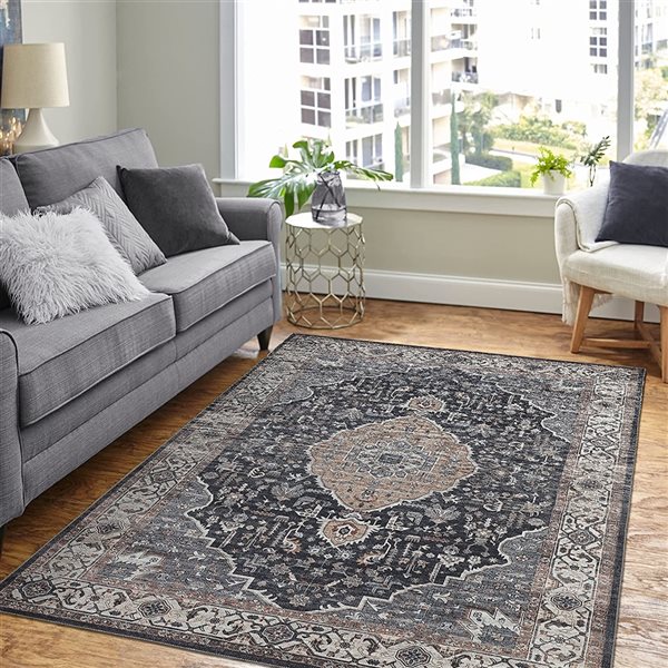 Rug Branch Transitional Persian  Black Beige Indoor Area Rug - 8x10