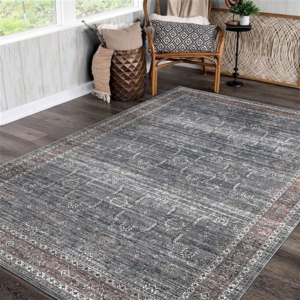 Rug Branch Transitional Persian  Blue Brown Indoor Area Rug - 5x7
