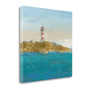 Impression sur toile sans cadre de 35 po x 35 po "Lighthouse Seascape I V3 Crop II" par James Wiens de Tangletown Fine Art