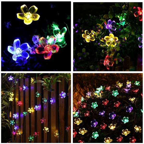 SOWAZ 22-ft Multicolour Solar Sakura Flowers LED String Lights