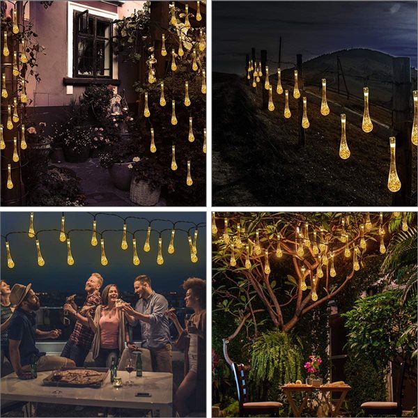 SOWAZ 20-ft Solar Waterdrop Chandelier LED String Lights