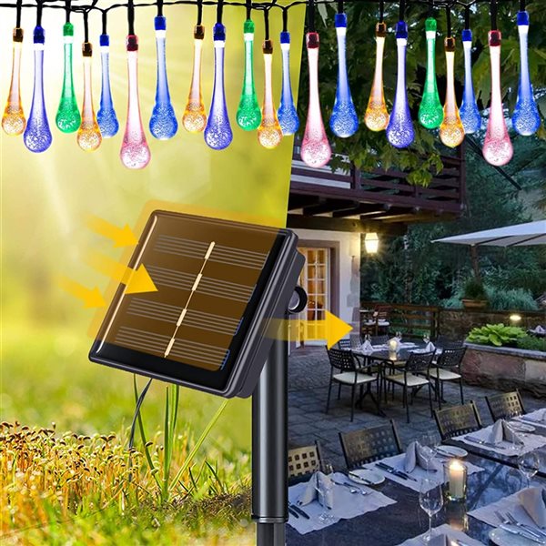 SOWAZ 20-ft Multicolour Solar Waterdrop Chandelier LED String Lights