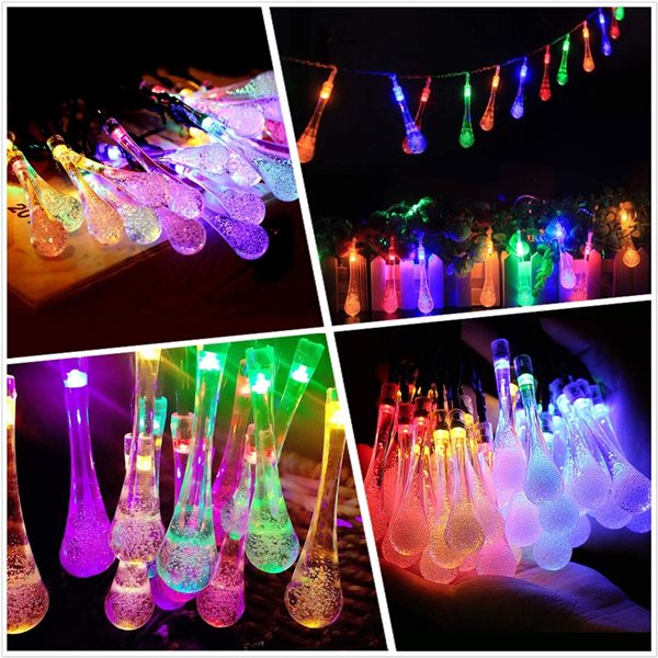 SOWAZ 20-ft Multicolour Solar Waterdrop Chandelier LED String Lights