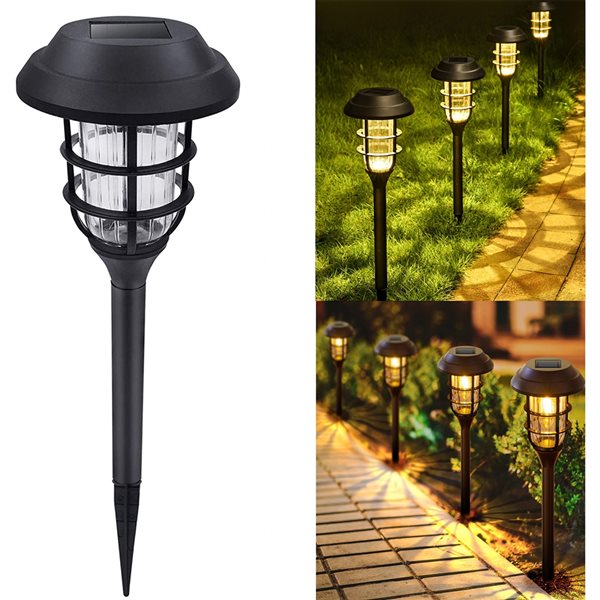 SOWAZ 1-Watt Black Solar Integrated LED Path Light - 8-Pack